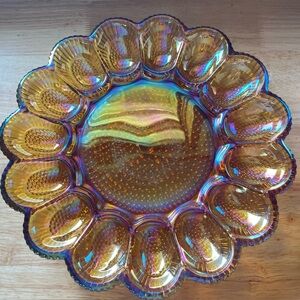Carnival glass egg dish